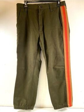 Gucci Olive Green Joggers with Orange Stripe Detail Italian size 46